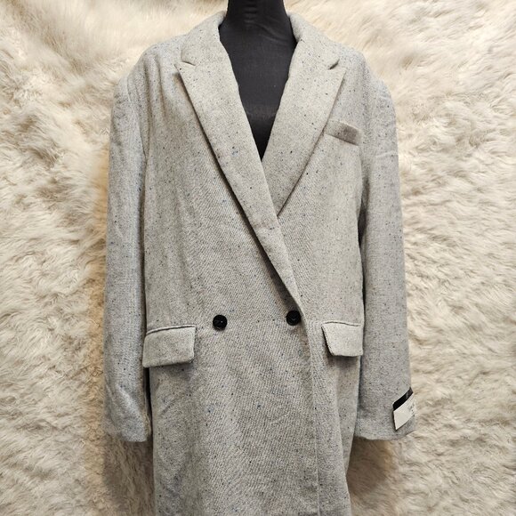 JF x Jason Bolden Unisex Gray Multi Wool Blend Oversize Long Coat L - Picture 1 of 10